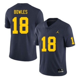 Men Troy Bowles Navy Michigan Wolverines #18 College Football University Jerseys