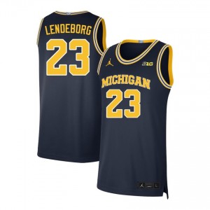 Men Yaxel Lendeborg Navy Michigan #23 Replica Jersey
