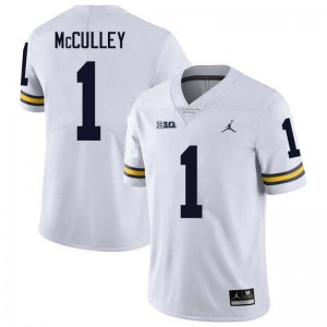 Men Donaven McCulley White Michigan Wolverines #1 College Football 2025 Jersey