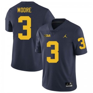 Men Fredrick Moore Navy Michigan Wolverines #3 College Football NCAA Jerseys