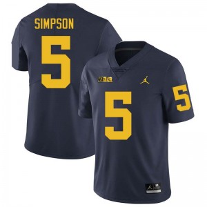 Men Anthony Simpson Navy Michigan Wolverines #5 College Football University Jerseys