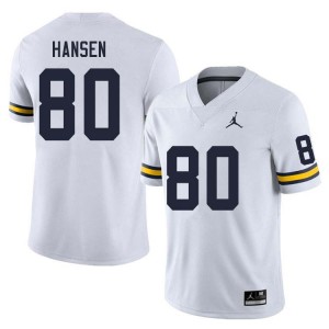 Men Hogan Hansen White Michigan Wolverines #80 College Football Official Jersey