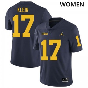 Women Marlin Klein Navy Michigan Wolverines #17 College Football Alumni Jerseys