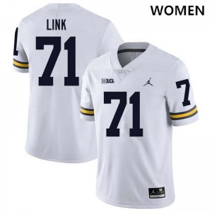 Women Evan Link White Michigan Wolverines #71 College Football Alumni Jerseys
