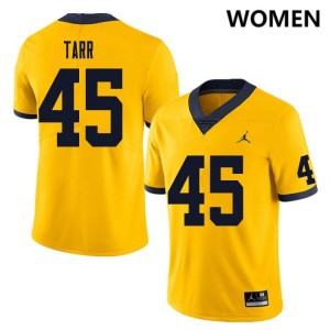 Women Greg Tarr Yellow Michigan Wolverines #45 College Football Stitched Jerseys
