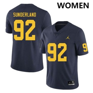 Women Beckham Sunderland Navy Michigan Wolverines #92 College Football 2025-26 Jerseys