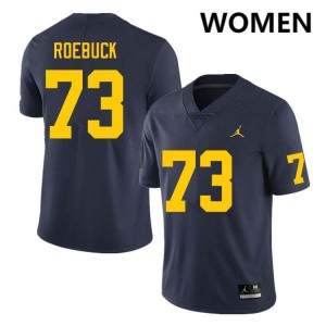Women Ben Roebuck Navy Michigan Wolverines #73 College Football Replica Jerseys
