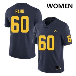 Women Brooks Bahr Navy Michigan Wolverines #60 College Football High School Jerseys