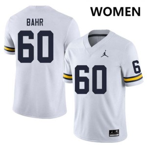 Women Brooks Bahr White Michigan Wolverines #60 College Football 2025-26 Jersey