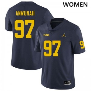 Women Chibi Anwunah Navy Michigan Wolverines #97 College Football 2025-26 Jersey