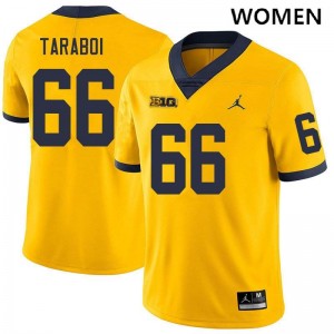 Women Dan Taraboi Yellow Michigan Wolverines #66 College Football Player Jerseys