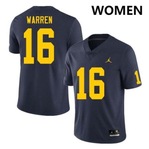 Women Davis Warren Navy Michigan Wolverines #16 College Football Limited Jerseys