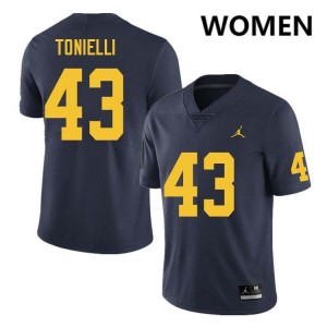 Women Deakon Tonielli Navy Michigan Wolverines #43 College Football Alumni Jerseys