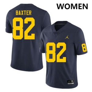 Women Devon Baxter Navy Michigan Wolverines #82 College Football Limited Jersey