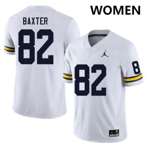 Women Devon Baxter White Michigan Wolverines #82 College Football Official Jerseys