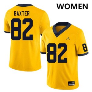Women Devon Baxter Yellow Michigan Wolverines #82 College Football University Jersey