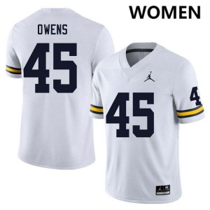 Women Eli Owens White Michigan Wolverines #45 College Football Game Jerseys