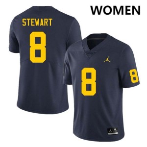 Women I'Marion Stewart Navy Michigan Wolverines #8 College Football Game Jersey