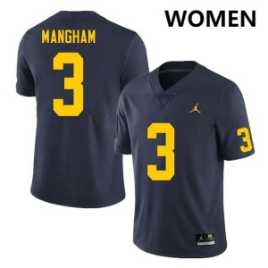 Women Jaden Mangham Navy Michigan Wolverines #3 College Football Alumni Jersey
