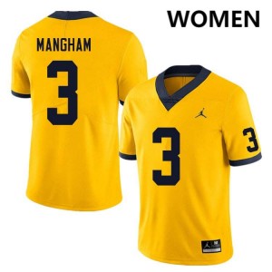 Women Jaden Mangham Yellow Michigan Wolverines #3 College Football 2025 Jerseys