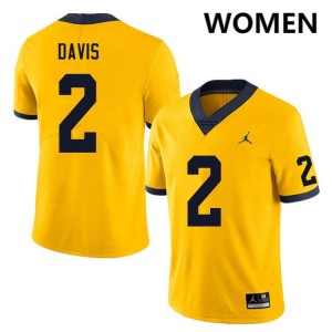 Women Jadyn Davis Yellow Michigan Wolverines #2 College Football Game Jersey