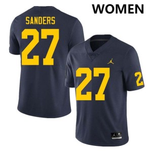 Women Jayden Sanders Navy Michigan Wolverines #27 College Football High School Jerseys