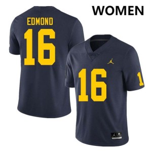 Women Jo'Ziah Edmond Navy Michigan Wolverines #16 College Football 2025-26 Jerseys