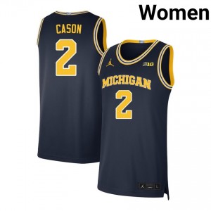Women L.J. Cason Navy Michigan #2 Replica Jersey