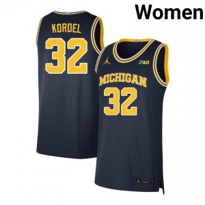 Women Malick Kordel Navy Michigan #32 Replica Jerseys