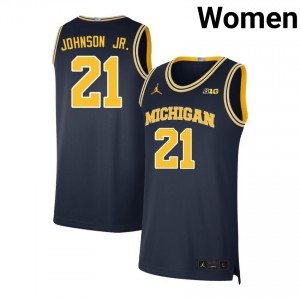 Women Morez Johnson Jr. Navy Michigan #21 Official Jerseys