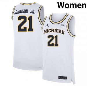Women Morez Johnson Jr. White Wolverines #21 Embroidery Jersey