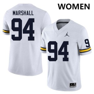 Women Nate Marshall White Michigan Wolverines #94 College Football 2025-26 Jersey