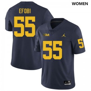 Women Nathan Efobi Navy Michigan Wolverines #55 College Football 2025 Jerseys