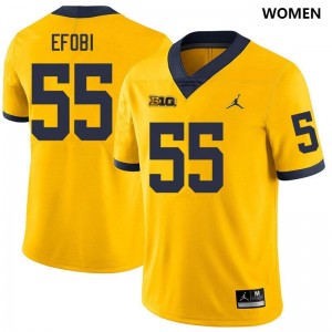 Women Nathan Efobi Yellow Michigan Wolverines #55 College Football Player Jersey