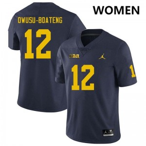 Women Nathaniel Owusu-Boateng Navy Michigan Wolverines #12 College Football 2025 Jerseys