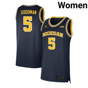 Women Oscar Goodman Navy Michigan #5 Replica Jersey