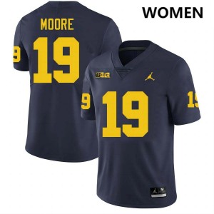 Women Rod Moore Navy Michigan Wolverines #19 College Football NCAA Jerseys