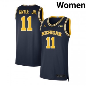 Women Roddy Gayle Jr. Navy Michigan Wolverines #11 Embroidery Jersey