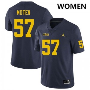 Women Travis Moten Navy Michigan Wolverines #57 College Football Embroidery Jersey