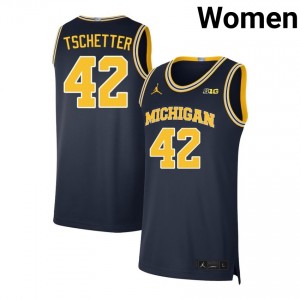 Women Will Tschetter Navy Wolverines #42 Official Jerseys