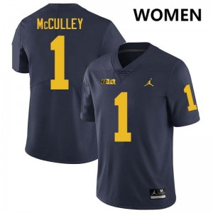 Women Donaven McCulley Navy Michigan Wolverines #1 College Football Game Jersey