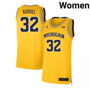 Women Malick Kordel Maize University of Michigan #32 NCAA Jerseys