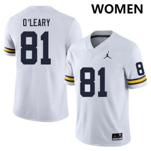 Women Peyton O'Leary White Michigan Wolverines #81 College Football University Jerseys