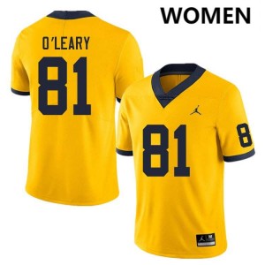 Women Peyton O'Leary Yellow Michigan Wolverines #81 College Football University Jerseys