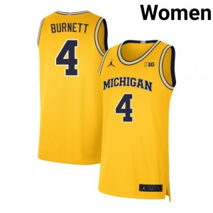 Women Nimari Burnett Maize Michigan #4 Replica Jerseys