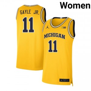 Women Roddy Gayle Jr. Maize Michigan Wolverines #11 Official Jersey
