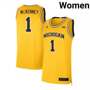 Women Trey McKenney Maize Michigan Wolverines #1 Embroidery Jerseys