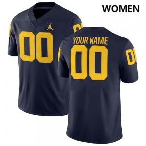 Women Custom Navy Michigan Wolverines #00 College Football Player Jersey