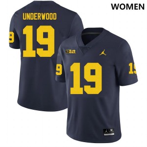 Women Bryce Underwood Navy Michigan Wolverines #19 College Football 2025-26 Jersey