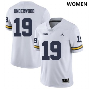 Women Bryce Underwood White Michigan Wolverines #19 College Football NCAA Jerseys